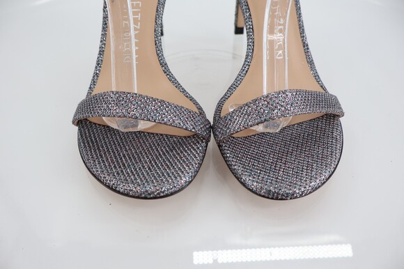 Stuart Weitzman Nunaked Ankle Strap Sandals Silver Gray Glitter Size 5 Evening - Picture 5 of 14
